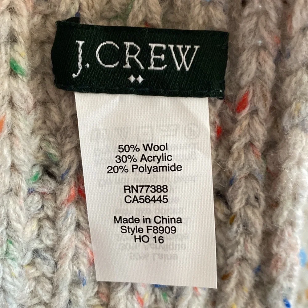 J. Crew grey multicolored wide woven wool knit sweater scarf‎ wrap